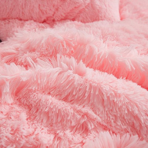 Shaggy Fluffy Faux Fur Duvet Cover Set Button Closure Velvety Bedding Se… - Picture 4 of 6